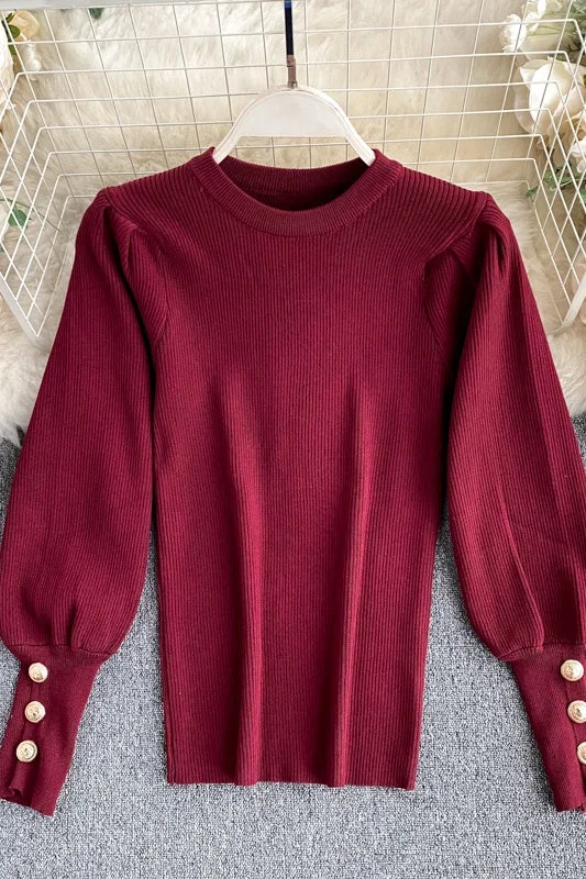 Top women's bubble sleeve inside and outside wool sweater 1574 Handmade Hand-knitted Hand-woven Top women's bubble sleeve inside and outside wool sweater 1574 Handmade Hand-knitted Hand-woven