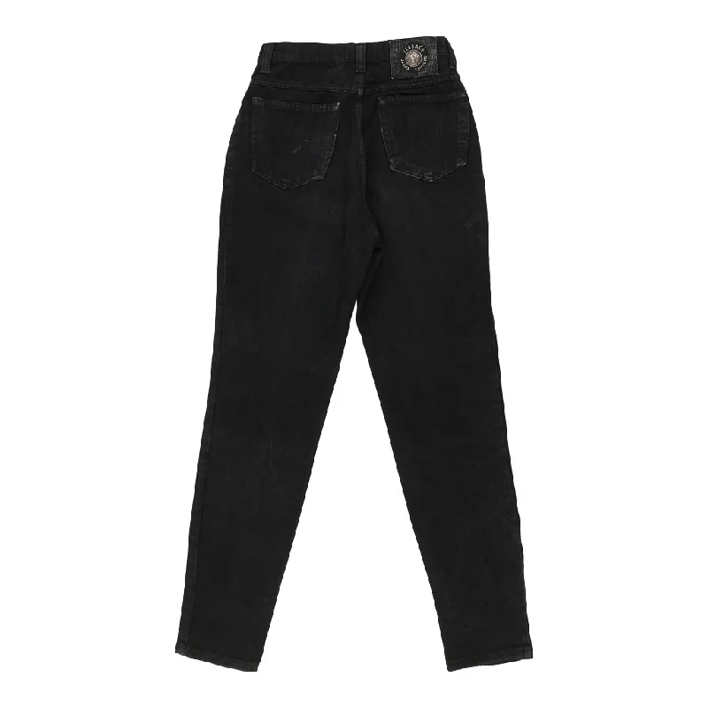 Versace Jeans Couture Jeans - 26W UK 6 Black Cotton Comfortable Distressed Straight-Leg Jeans