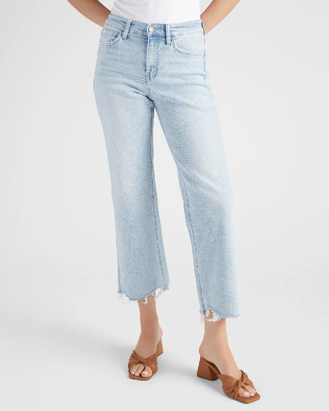 High Rise Slim Wide Leg Jeans Trendy Skinny Fit Jeans