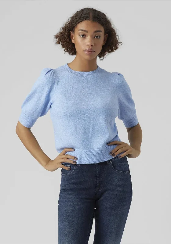 Vero Moda Doffy Short Sleeve Knit Sweater, Little Boy Blue Boxy Sweater Fitted Sweater A-Line