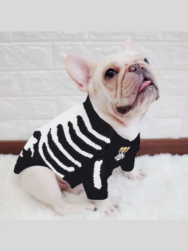Warm Skull Sweater Halloween Winter Pet Trendy Pullover Handmade Hand-knitted Hand-woven