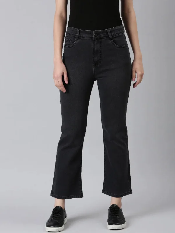 Women Grey Solid Wide Leg Denim Jeans-GZ-5471-Grey Casual Wide-Legged Denim Jeans
