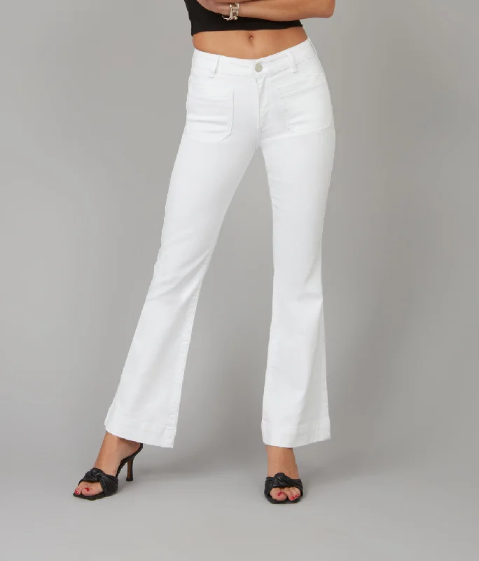 Women's ALICE-WHT High Rise Flare Jeans Cozy Wide-Legged Jeans