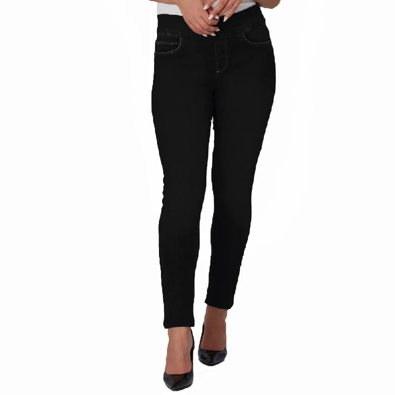 Women's ANNA-NBLK High Rise Skinny Pull-On Jeans Comfortable Dark Wash Jeans