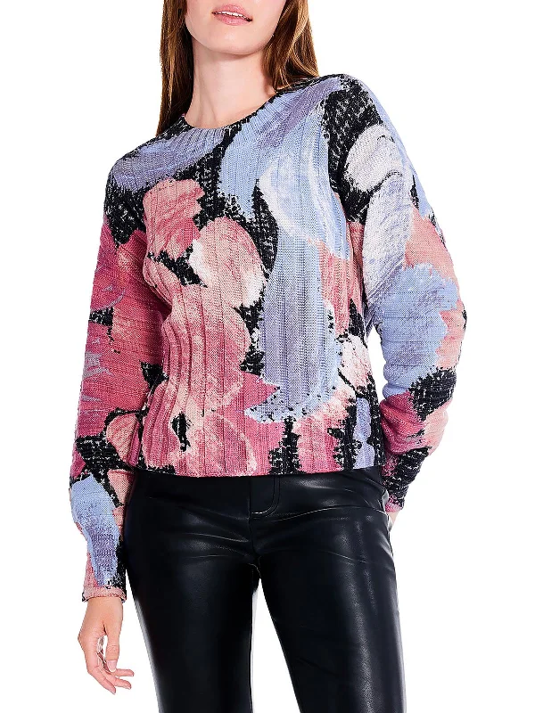 Womens Autumn Fall Pullover Sweater Striped Floral Plaid
