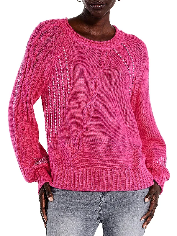 Womens Cable Knit Long Sleeve Pullover Sweater Lace Blend Ribbed Blend Corduroy Blend