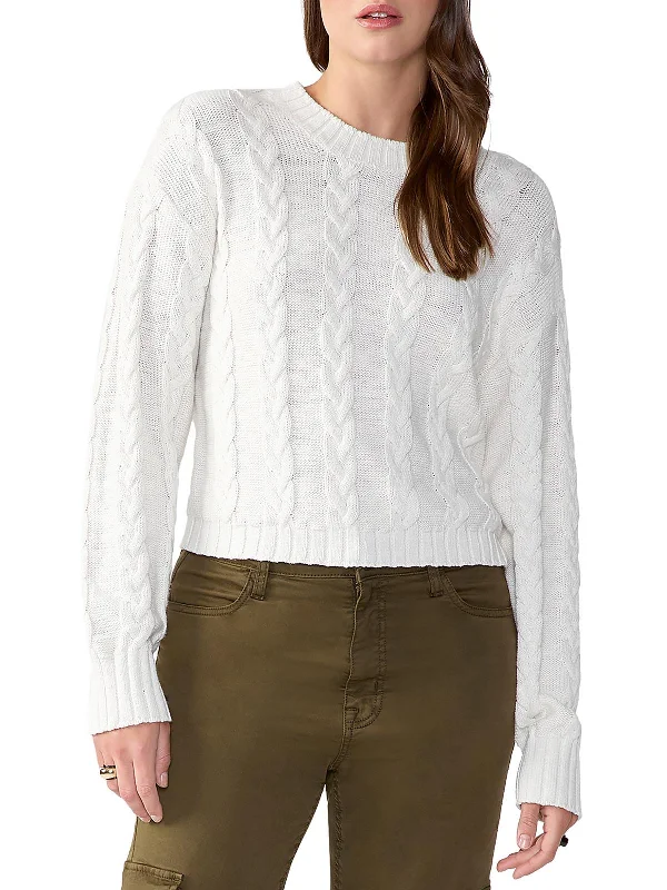 Womens Cotton Knit Pullover Sweater Beaded Sweater Sequined Faux Fur