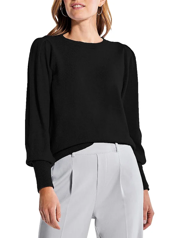 Womens Cotton Pleated Pullover Sweater Satin Blend Silk Blend Wool Blend