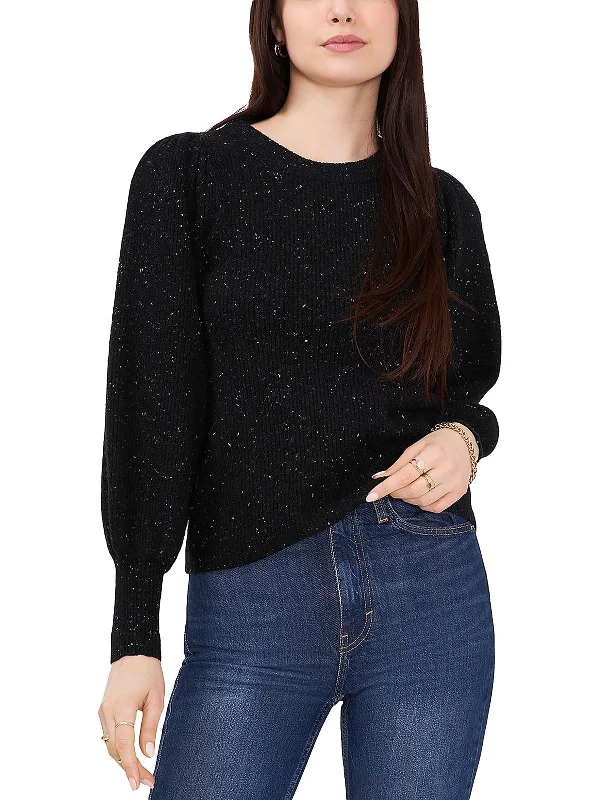 Womens Crew Neck Winter Pullover Sweater Front Pockets Side Pockets Patch Pockets