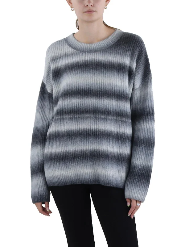 Womens Crewneck Ombre Pullover Sweater Oversized Loose Flowy