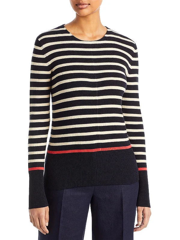 Womens Crewneck Striped Pullover Sweater Stylish Fashionable Trendy
