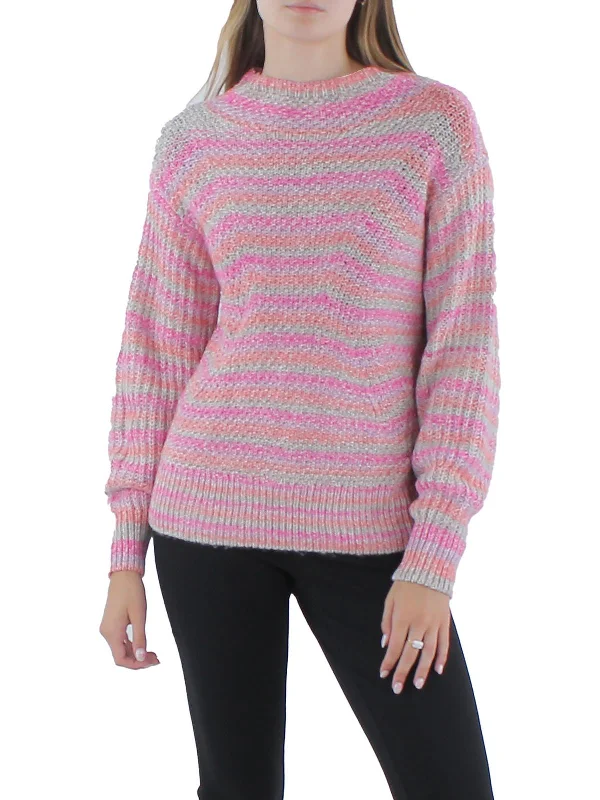 Womens Crochet Winter Solstice Pullover Sweater Toggled Drawstring Belted