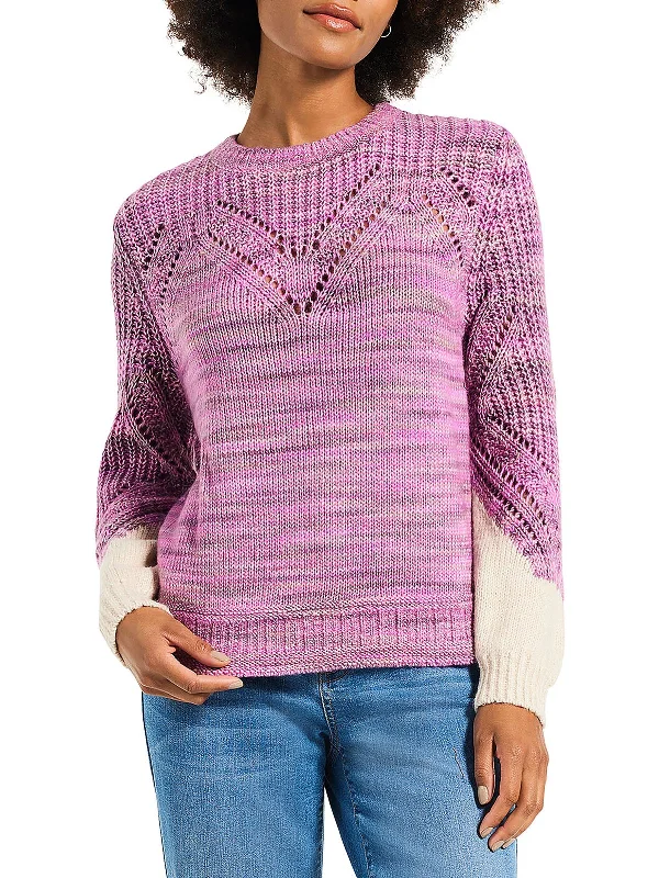 Womens Eyelet Ribbed Pullover Sweater Wool Sweater Cotton Sweater Cashmere Sweater