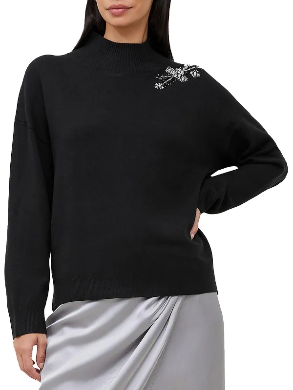 Womens Knit Ribbed Mock Turtleneck Sweater Fitted Loose Oversized
