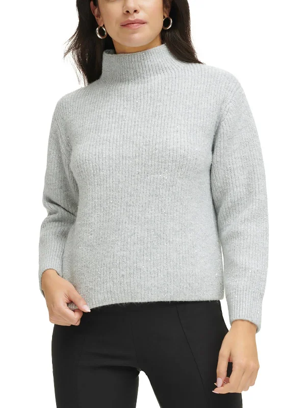 Womens Metallic Pullover Mock Turtleneck Sweater Chenille Blend Fleece Blend Nylon Blend Womens Metallic Pullover Mock Turtleneck Sweater Chenille Blend Fleece Blend Nylon Blend