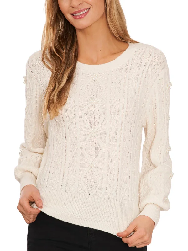 Womens Pears Crochet Pullover Sweater Bright Pastel Dark