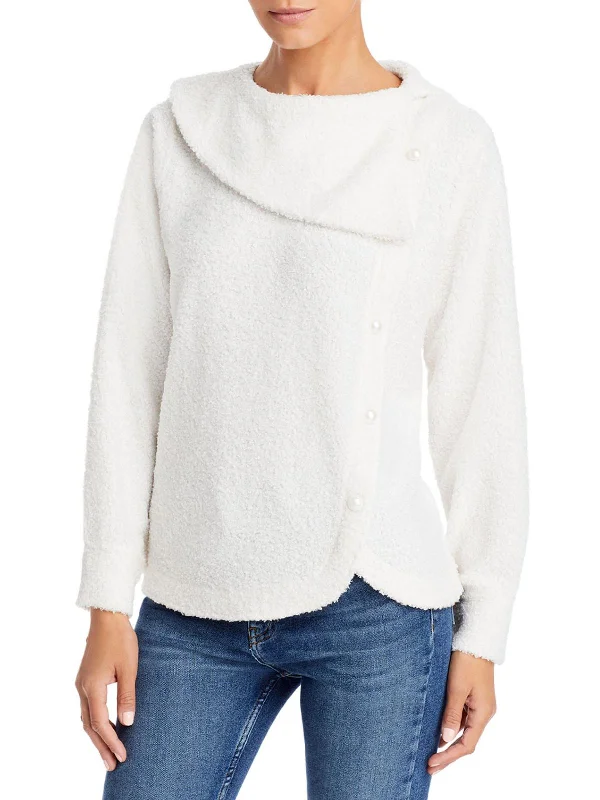 Womens Sherpa Tulip Hem Pullover Sweater Plaid Sweater Polka Dot Checkered