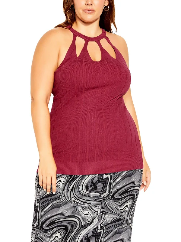 Womens Sleeveless Crewneck Tank Top Sweater Layered Multi-layer Single Layer