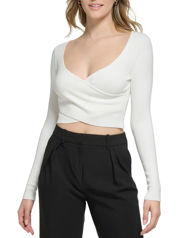 Womens Slim Fit Crop Pullover Sweater Jersey Fabric Tulle Fabric Batik Fabric