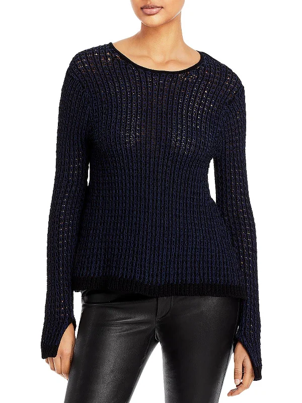 Womens Woven HiiLow Crewneck Sweater Cashmere Blend Cotton Blend Poly Blend