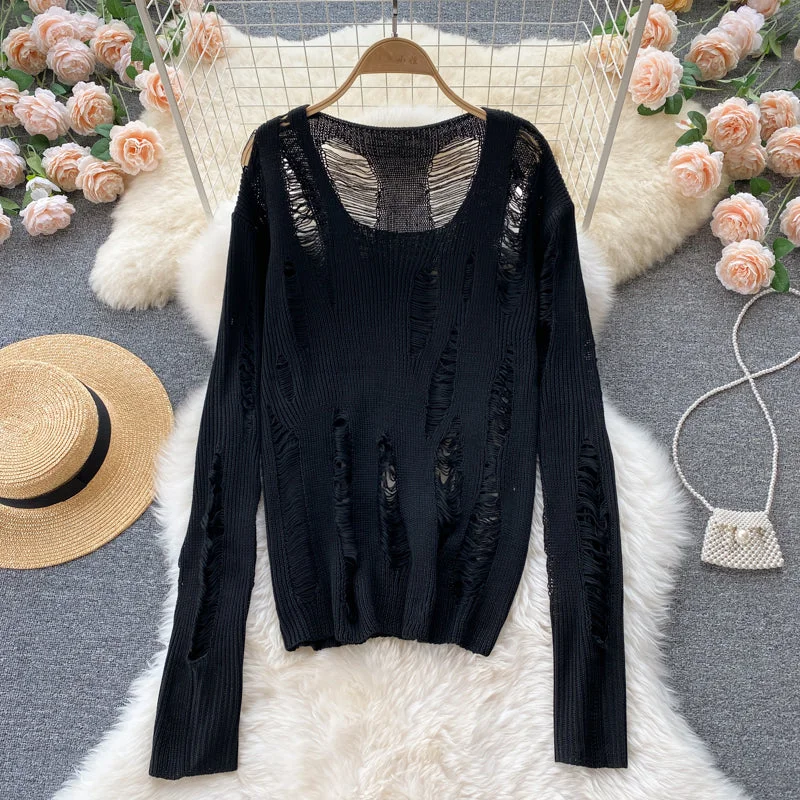 Wool sweater feminine V-neck hollow hole sweater 1594 Denim Fabric Leather Fabric Suede Fabric Wool sweater feminine V-neck hollow hole sweater 1594 Denim Fabric Leather Fabric Suede Fabric