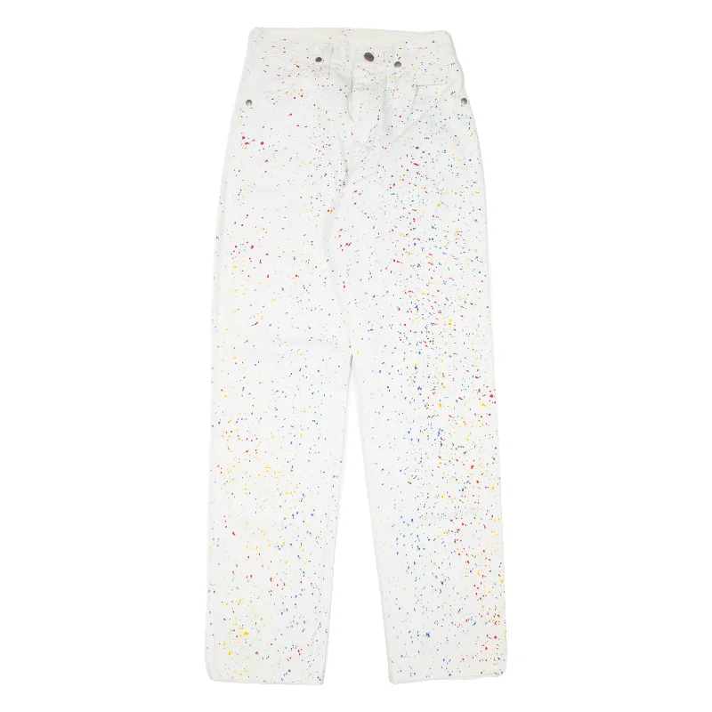 WRANGLER Speckled Made In USA Jeans White Denim Relaxed Straight Womens W23 L31 Fashionable Slim Fit Jeans WRANGLER Speckled Made In USA Jeans White Denim Relaxed Straight Womens W23 L31 Fashionable Slim Fit Jeans