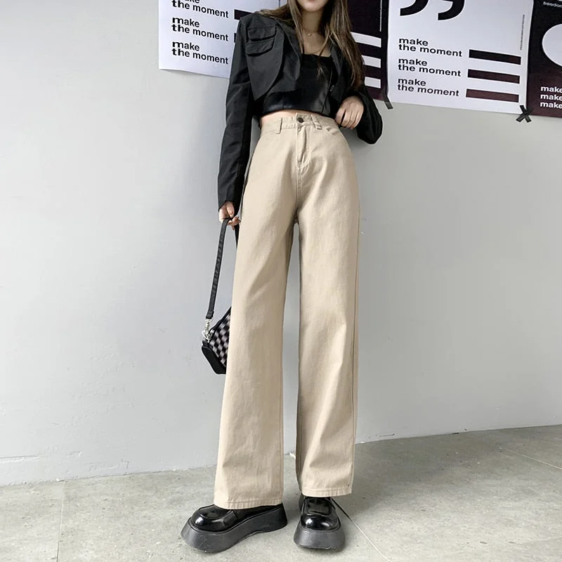 Straight Leg Jeans For Women High Waist Trend Denim Pants Classic Black Denim Jeans