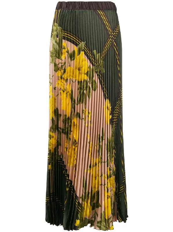 pleated floral skirt cotton skirt soft