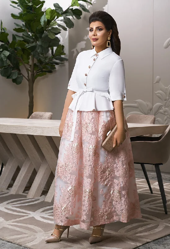 Blush Jacquard Skirt silk skirt elegant