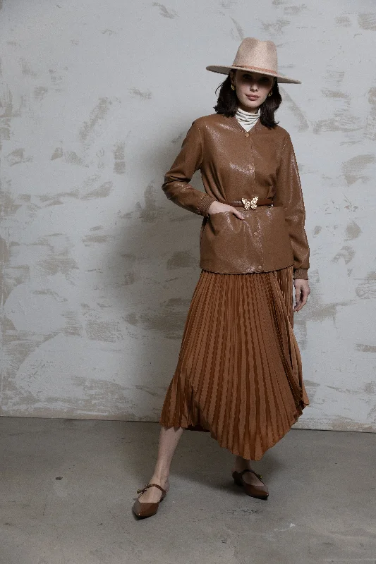 Arrow Pleated Skirt - Copper chiffon skirt lightweight