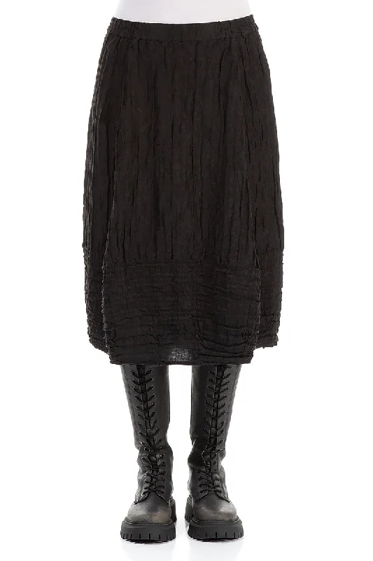 Balloon Black Crinkled Silk Linen Skirt mini skirt trendy