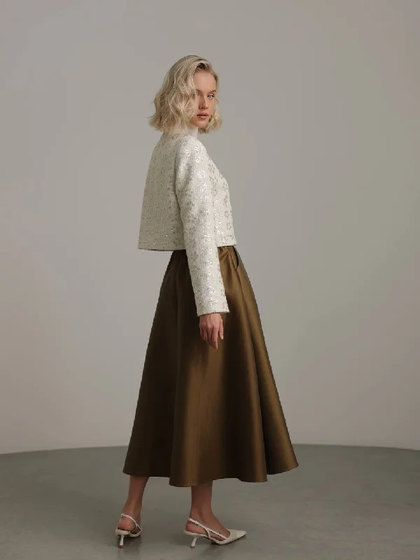Bronze Allure Pleated Skirt chiffon skirt delicate