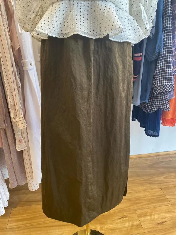 Brown slit long skirt floral skirt print