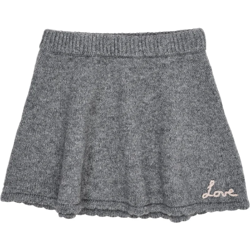 COPENHAGEN COLORS Grey Mel Cashmere Skirt W. Emb leather skirt bold