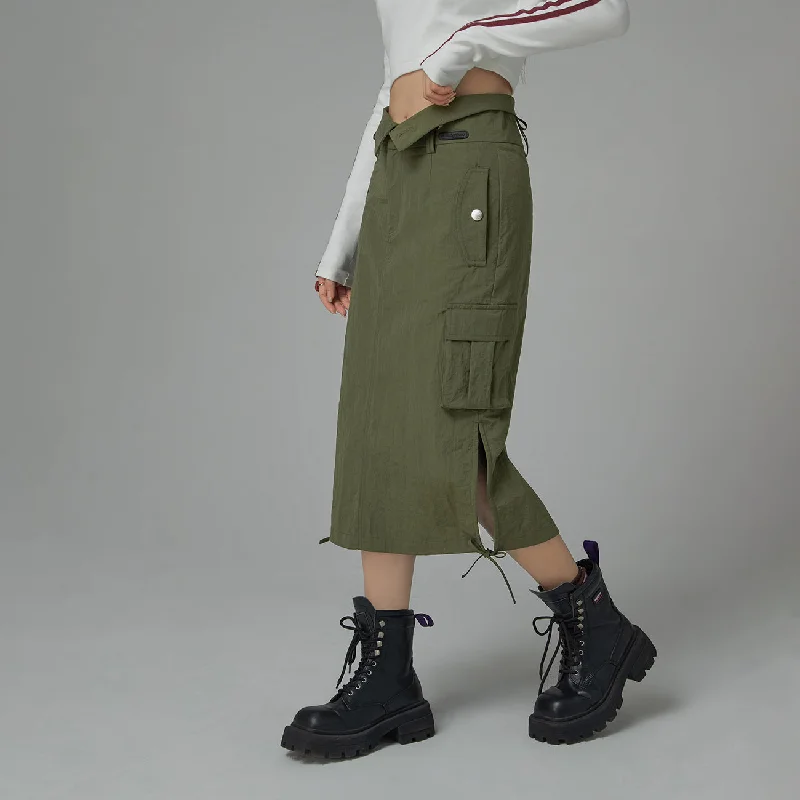 Cargo A-Line Long Skirt pleated skirt texture