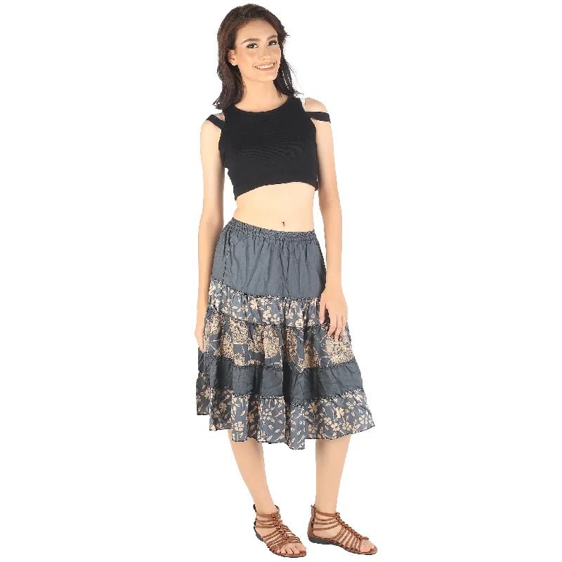 Floral Classic Women Mini Skirts in Gray SK0061 020098 06 denim skirt fashionable