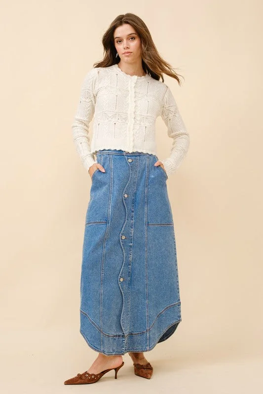 Get in the Groove Denim Skirt elastic waist skirt