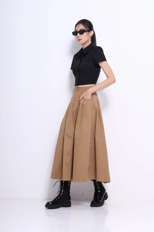 Giya A-line Pleated Skirt velvet skirt plush
