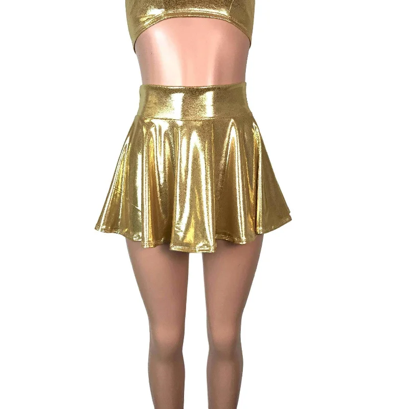 13" Skater Skirt - Gold Mystique wool skirt breathable