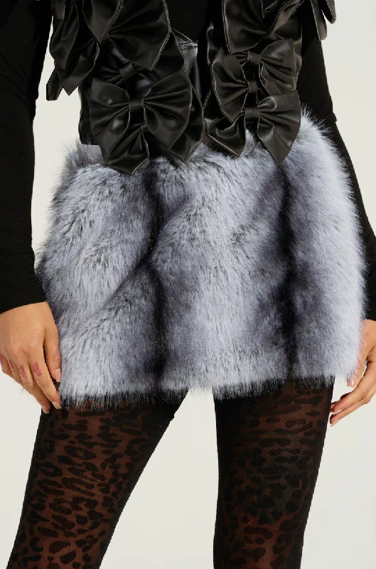 ICE QUEEN FUR MINI SKIRT leather skirt durable