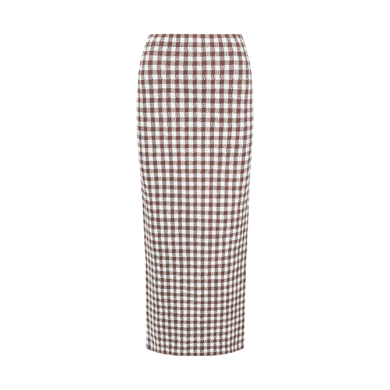 Karina Skirt - Chocolate Gingham cashmere skirt fine