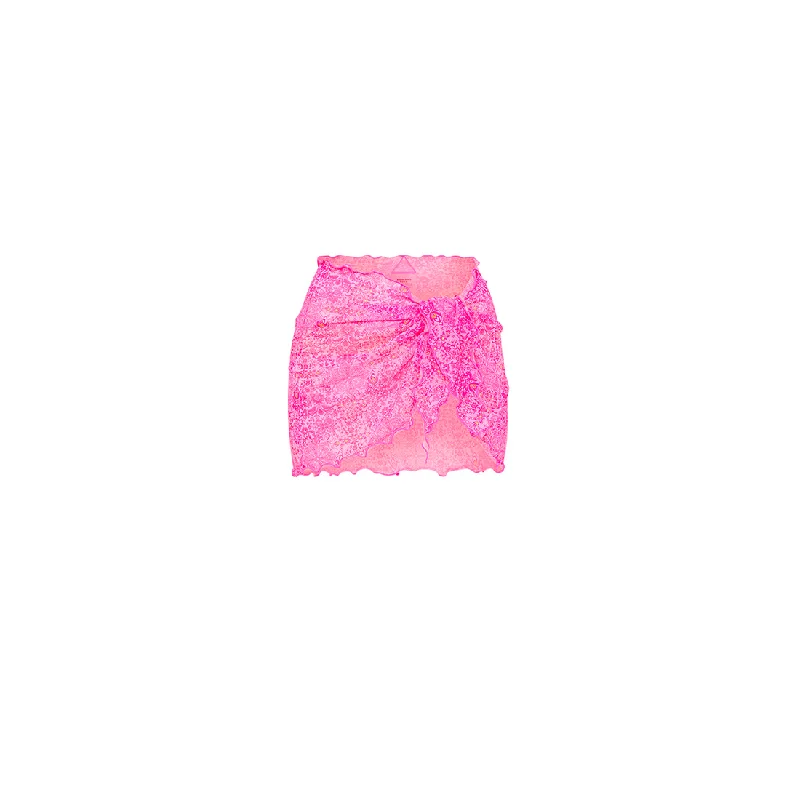 Kulani Kinis Mini Mesh Sarong Skirt-Rose Quartz leather skirt modern
