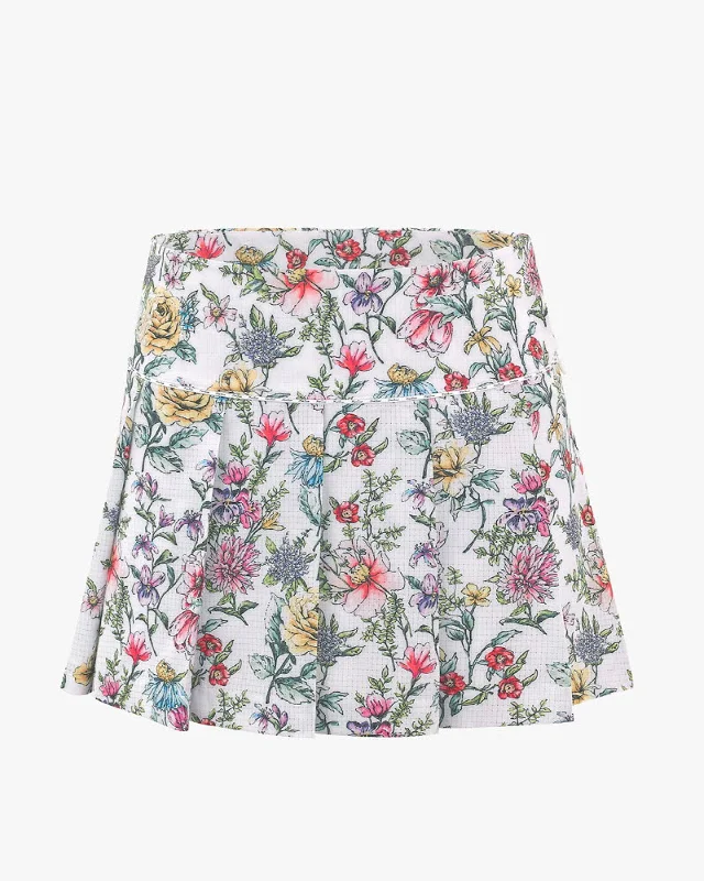 Logo String Point Pleated Skirt  - Pink button skirt front