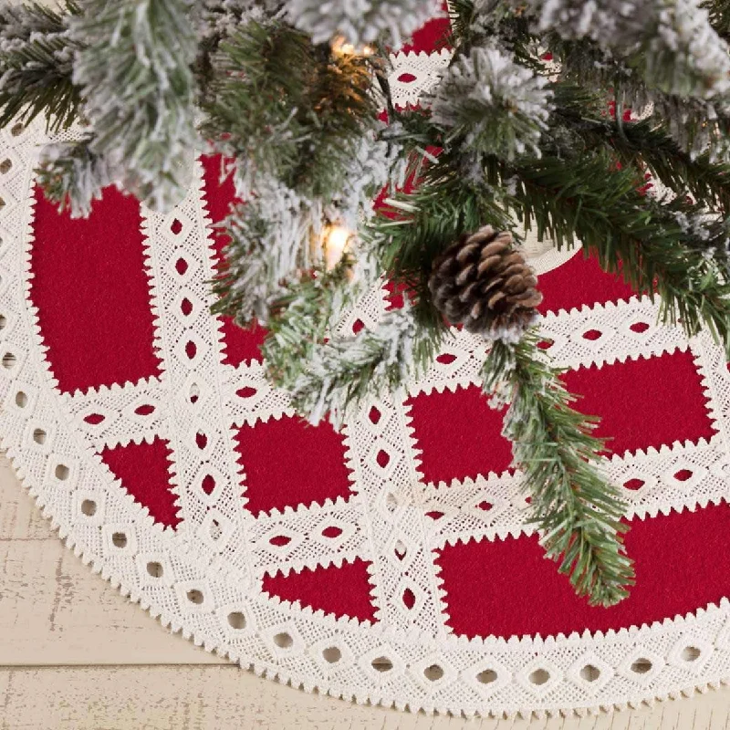 Margot Red Mini Christmas Tree Skirt 21 VHC Brands silk skirt elegant
