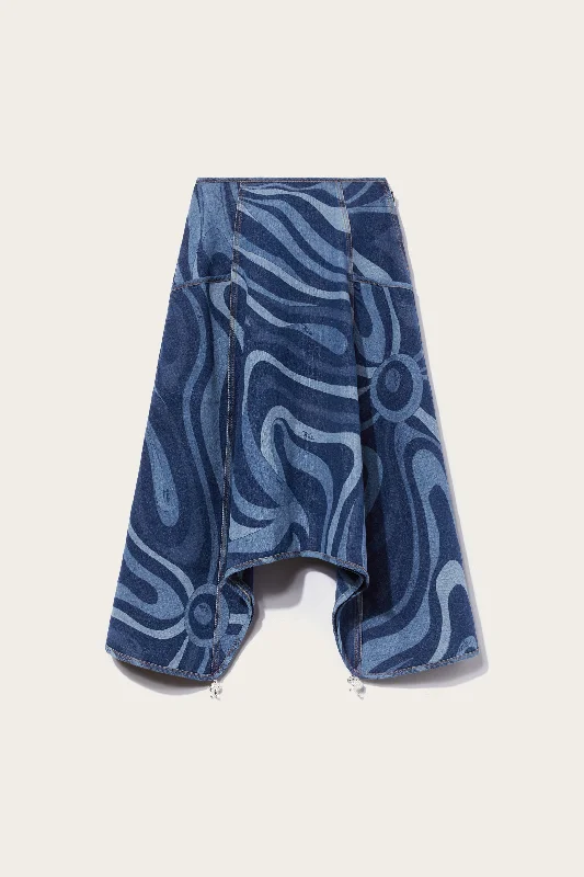 Marmo-Print Denim Skirt maxi skirt elegant