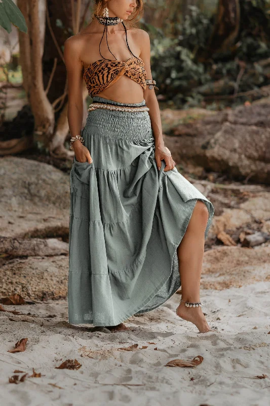 Maxi Skirt Keela Sage cashmere skirt rich