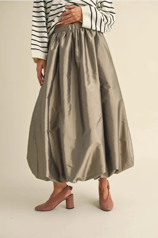 Metallic Long Bubble Skirt corduroy skirt cozy