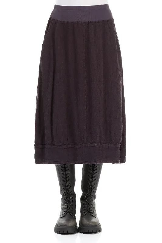 Midi Vintage Violet Linen Viscose Skirt silk skirt elegant