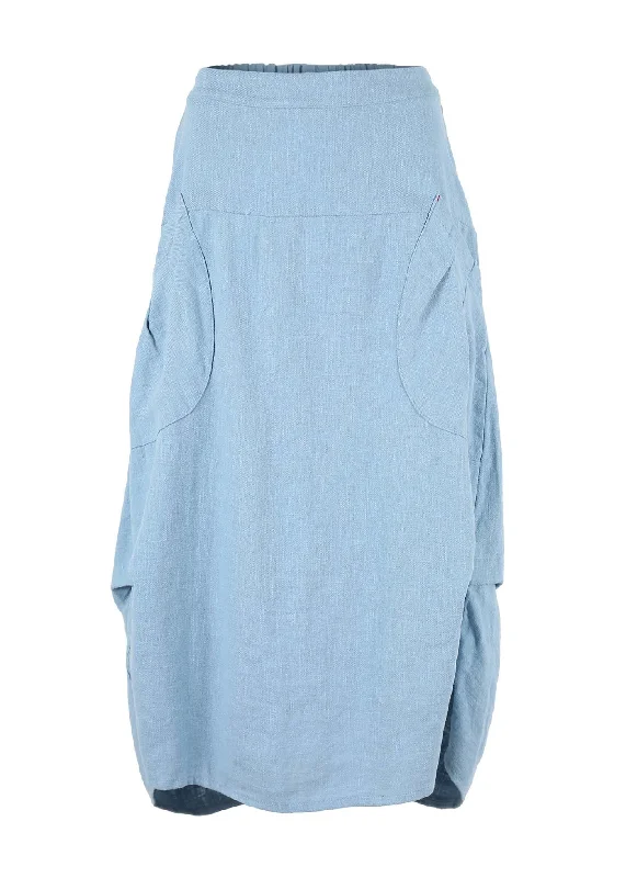 Milwaukee Fiesta Skirt Sky Blue in Slub Linen pleated skirt texture