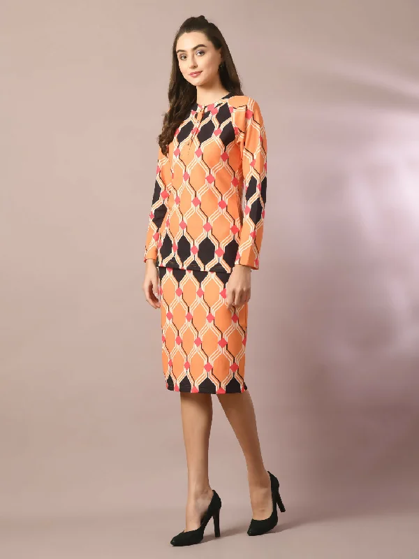 Myshka Women's Multi Printed Knee Length Party Embellished Skirts leather skirt sleek